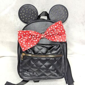 Disney Minnie Mouse Backpack Black with Red Bow by Olivia Miller